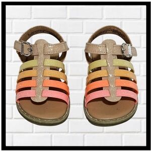 CAT & JACK Toddler Girls' Colorblock Gold Pink Fisherman Sandals Size 5T
